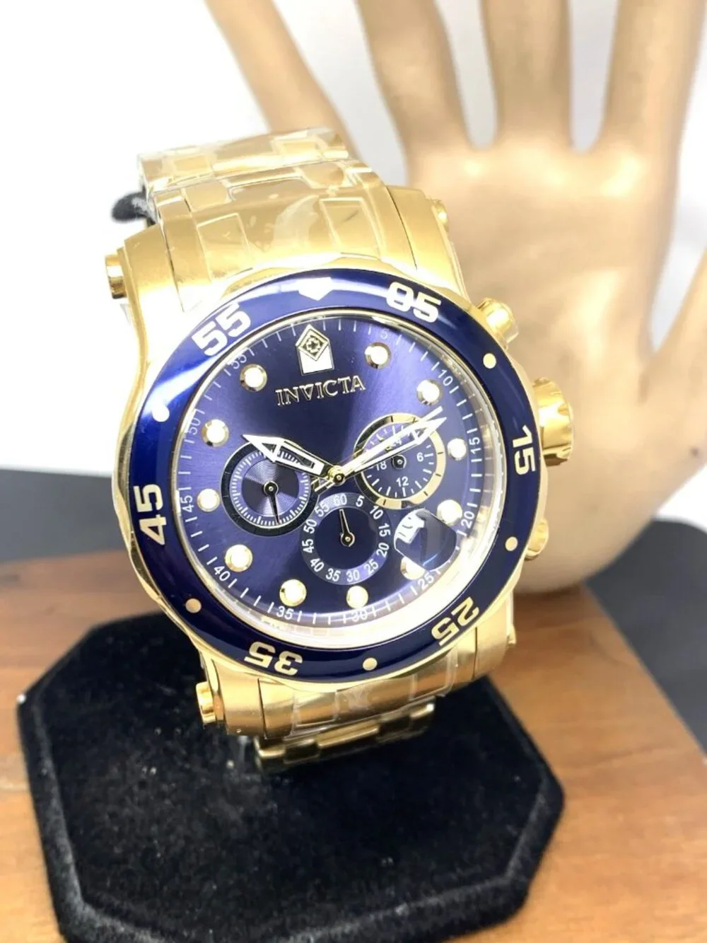 Invicta Men's Watch 23651 Pro Diver Quartz Blue Dial Gold Stainless Steel 48mm